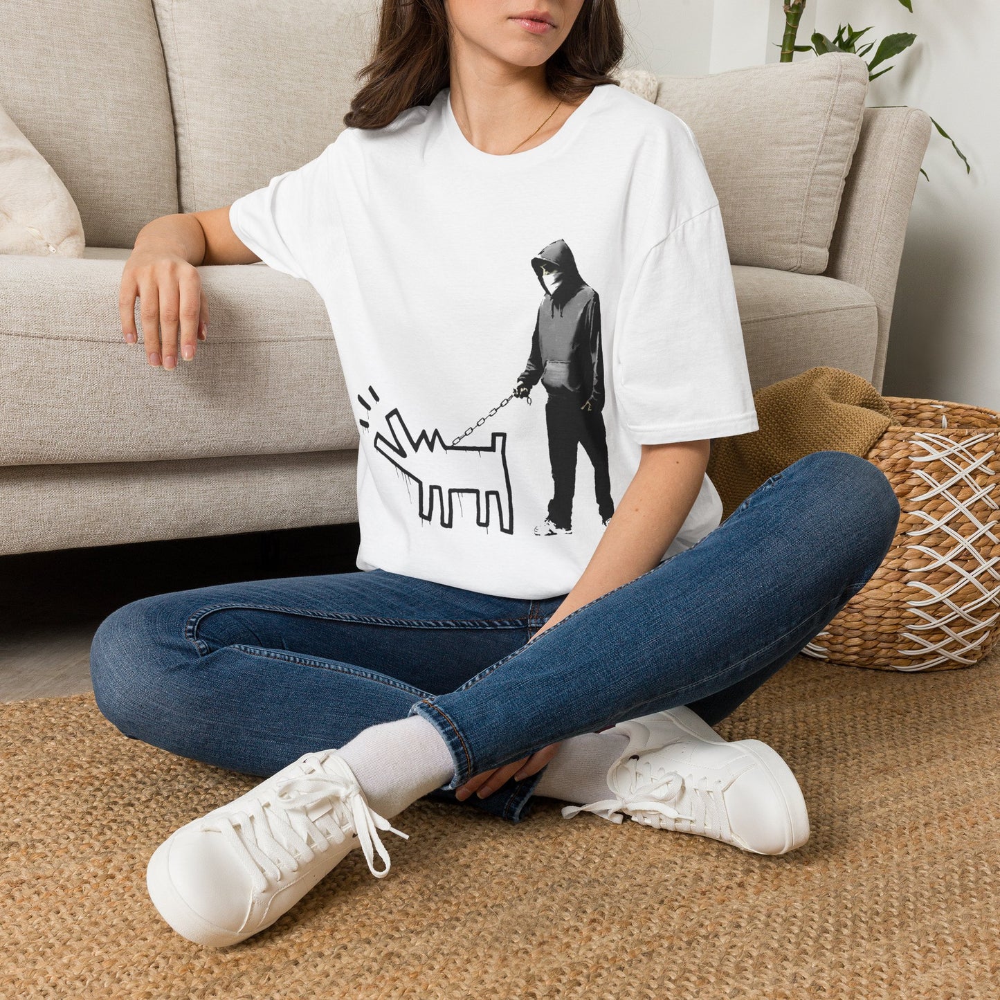 Banksy Walking The Dog — Urban Keith Haring Style Graphic Tee