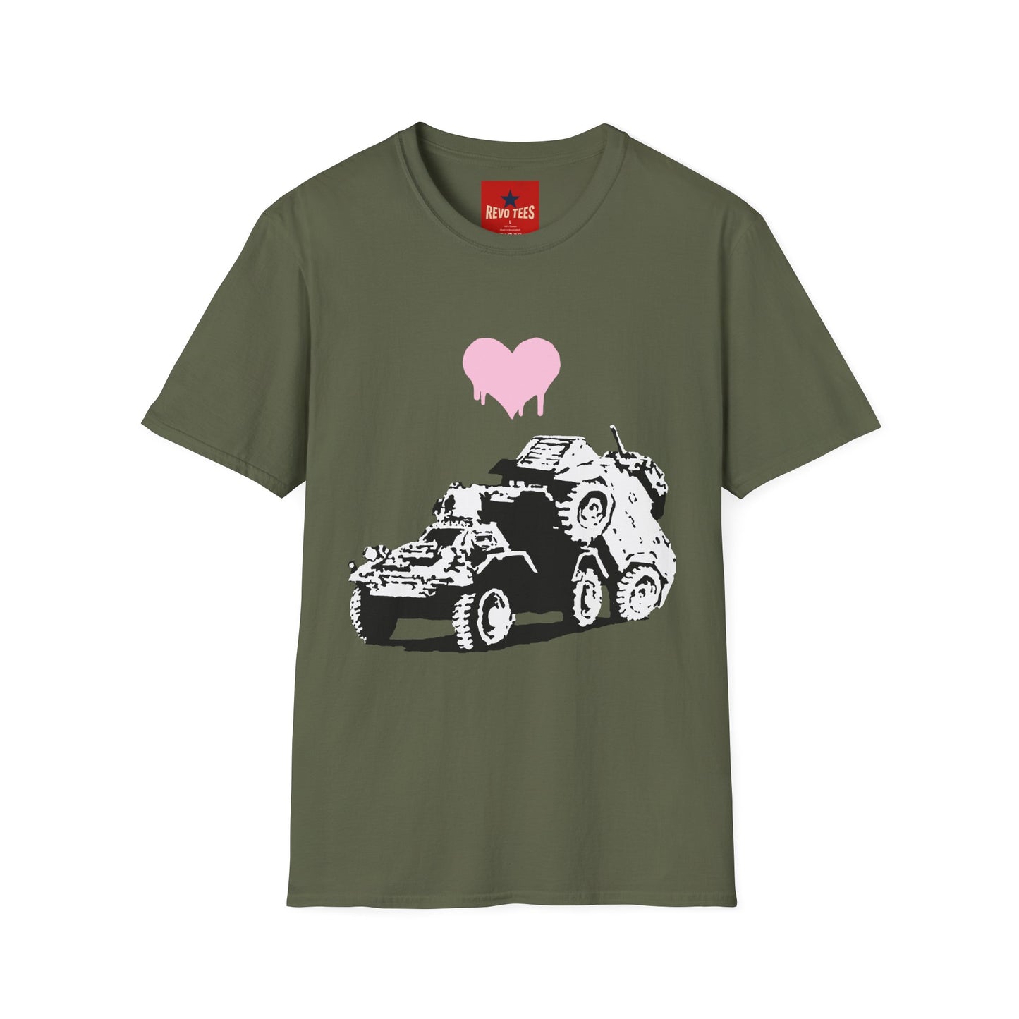 Banksy T-Shirt — Pink Drip Heart with Tank Graffiti Tee