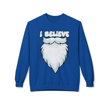 "I Believe" Santa Beard Holiday Crewneck Sweatshirt