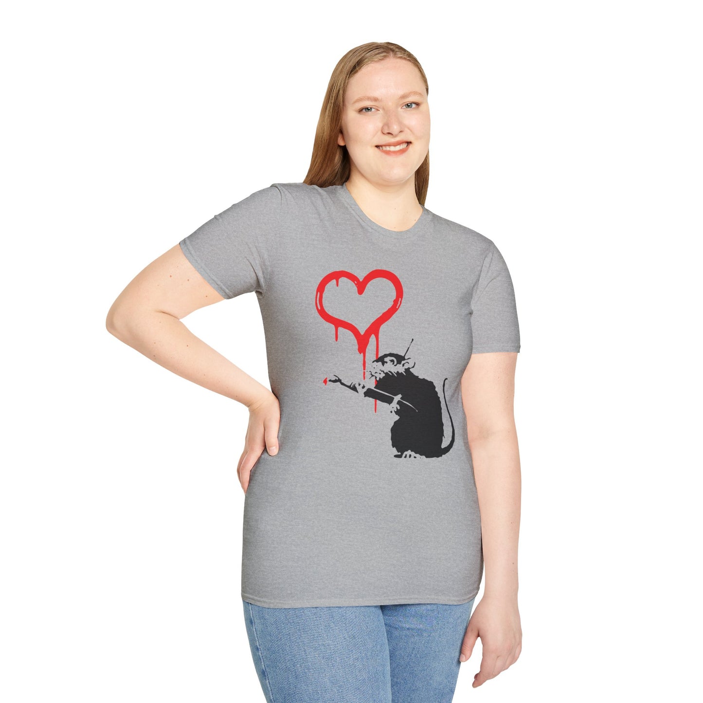 Banksy-Inspired Rat Stencil T-Shirt — Dripping Heart Street Art Tee
