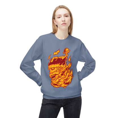 Flaming Santa Skull Redneck - I mean Crewneck Sweatshirt