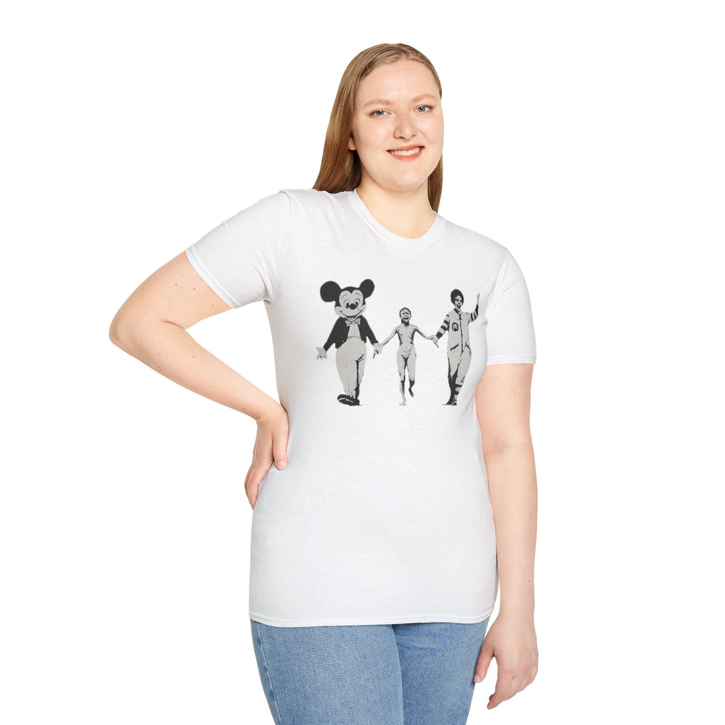 Banksy Graphic T-Shirt — Retro Satirical Parade Design
