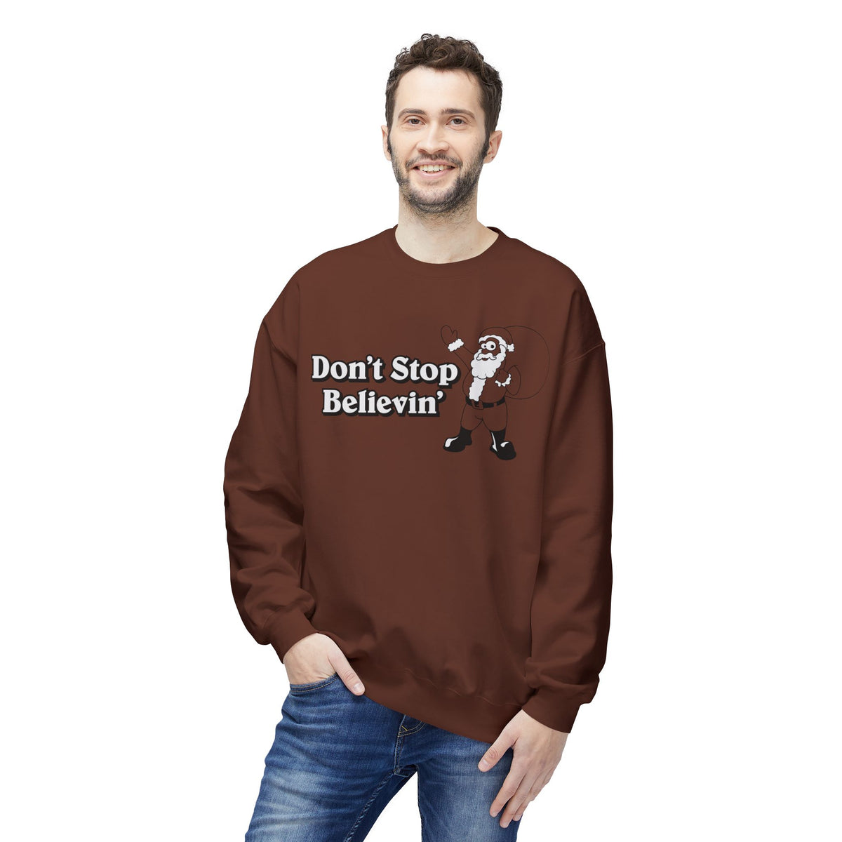 Christmas - 'Don't Stop Believin'' Santa Crewneck Sweatshirt