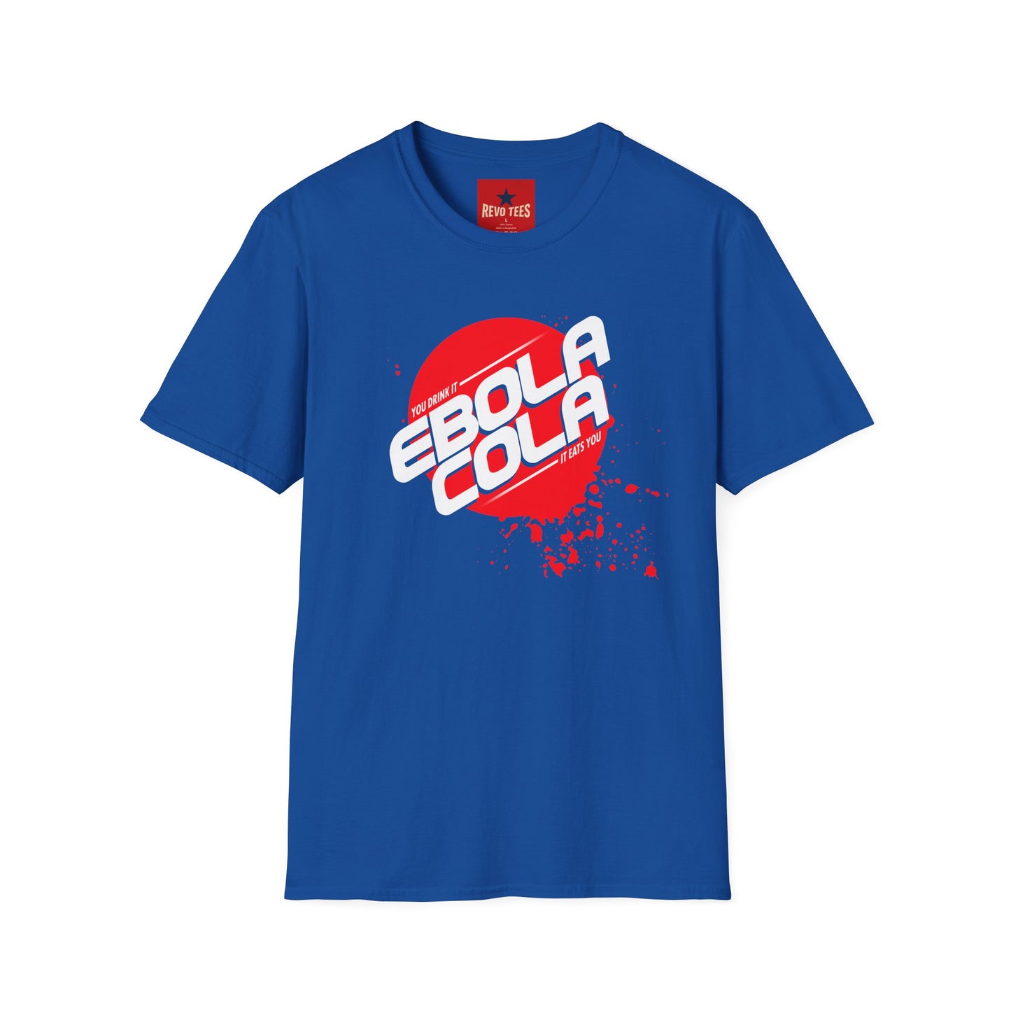 Ebola Cola Graphic T-Shirt – Retro Logo & Distressed Splash Design
