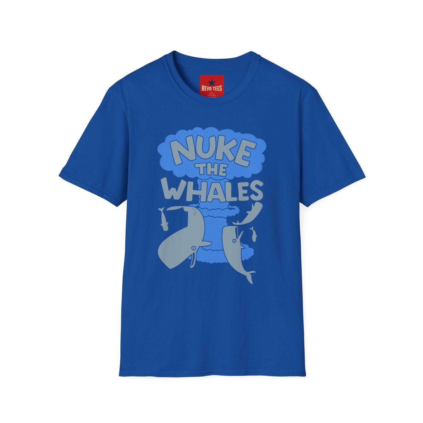 T-Shirt — 'Nuke the Whales' Satirical Graphic Tee (Funny Retro Ocean Design)
