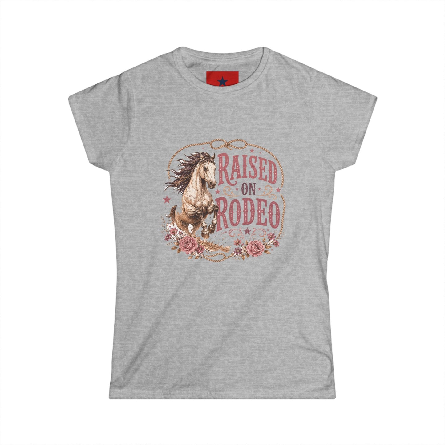 Raised on Rodeo Women's Tee — Vintage Horse Graphic Shirt