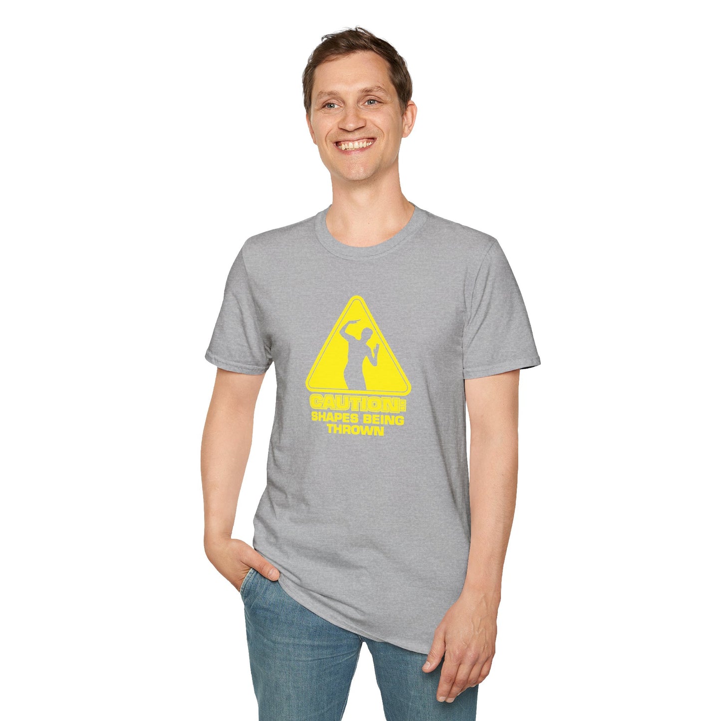 Caution - Throwing Shapes - Unisex Softstyle T-Shirt
