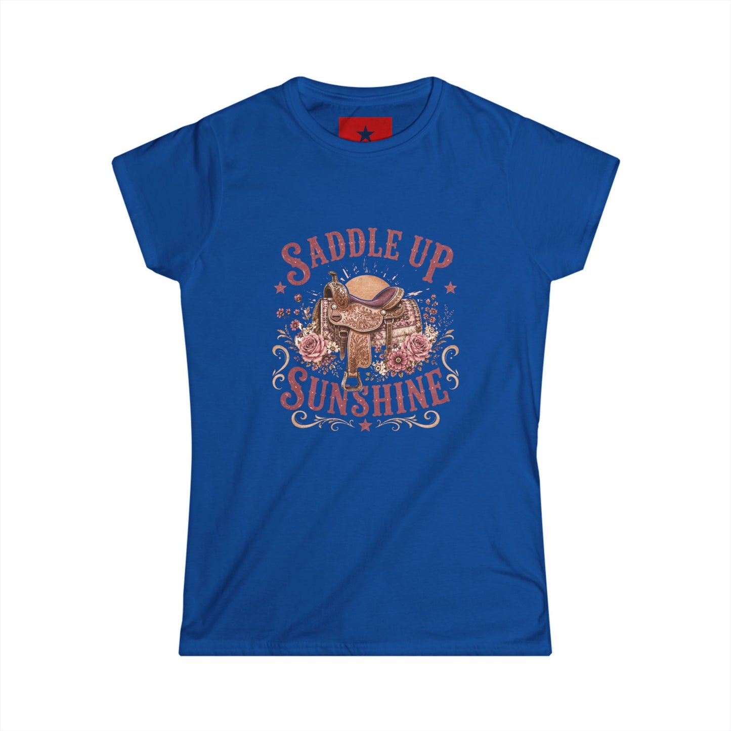 Saddle Up Sunshine Women's Tee — Cowgirl Saddle Graphic Tee
