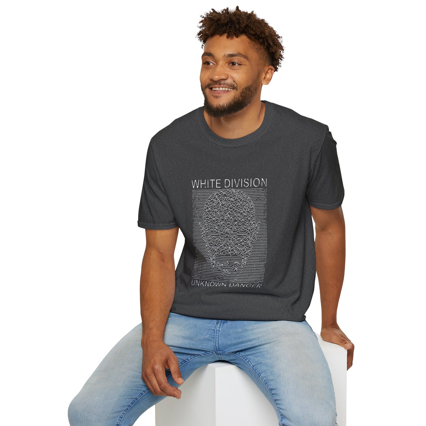 White Division Graphic T‑Shirt — Unknown Danger Retro Wave Design