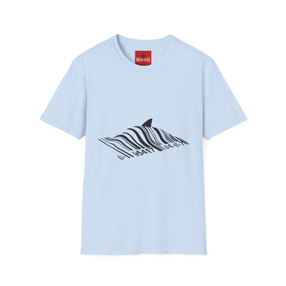 Whale Wave T-Shirt — Minimal Black Stripe Whale Design