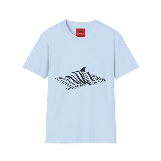 Whale Wave T-Shirt — Minimal Black Stripe Whale Design