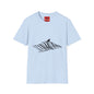 Whale Wave T-Shirt — Minimal Black Stripe Whale Design