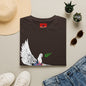 Banksy's Dove of Peace T‑Shirt — Flying Dove with Olive Branch & Earth Heart Graphic