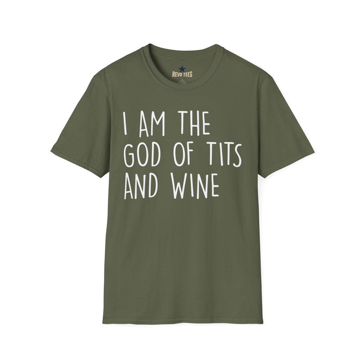 Revotees Graphic I Am the God of Tits and Wine Funny Slogan for Wine Lovers Bachelorette Gifts T-Shirt - alternate view 4