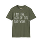 Revotees Graphic I Am the God of Tits and Wine Funny Slogan for Wine Lovers Bachelorette Gifts T-Shirt - alternate view 4