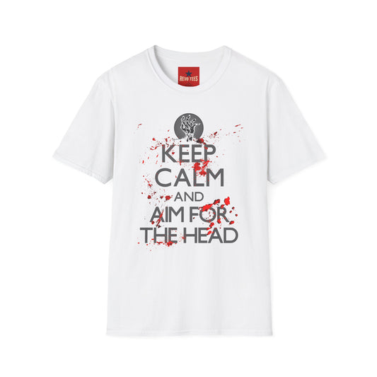 T-Shirt — “Keep Calm and Aim for the Head” Horror Zombie Graphic Tee