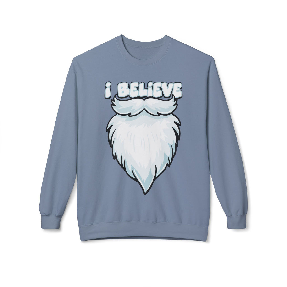 "I Believe" Santa Beard Holiday Crewneck Sweatshirt