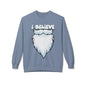 "I Believe" Santa Beard Holiday Crewneck Sweatshirt