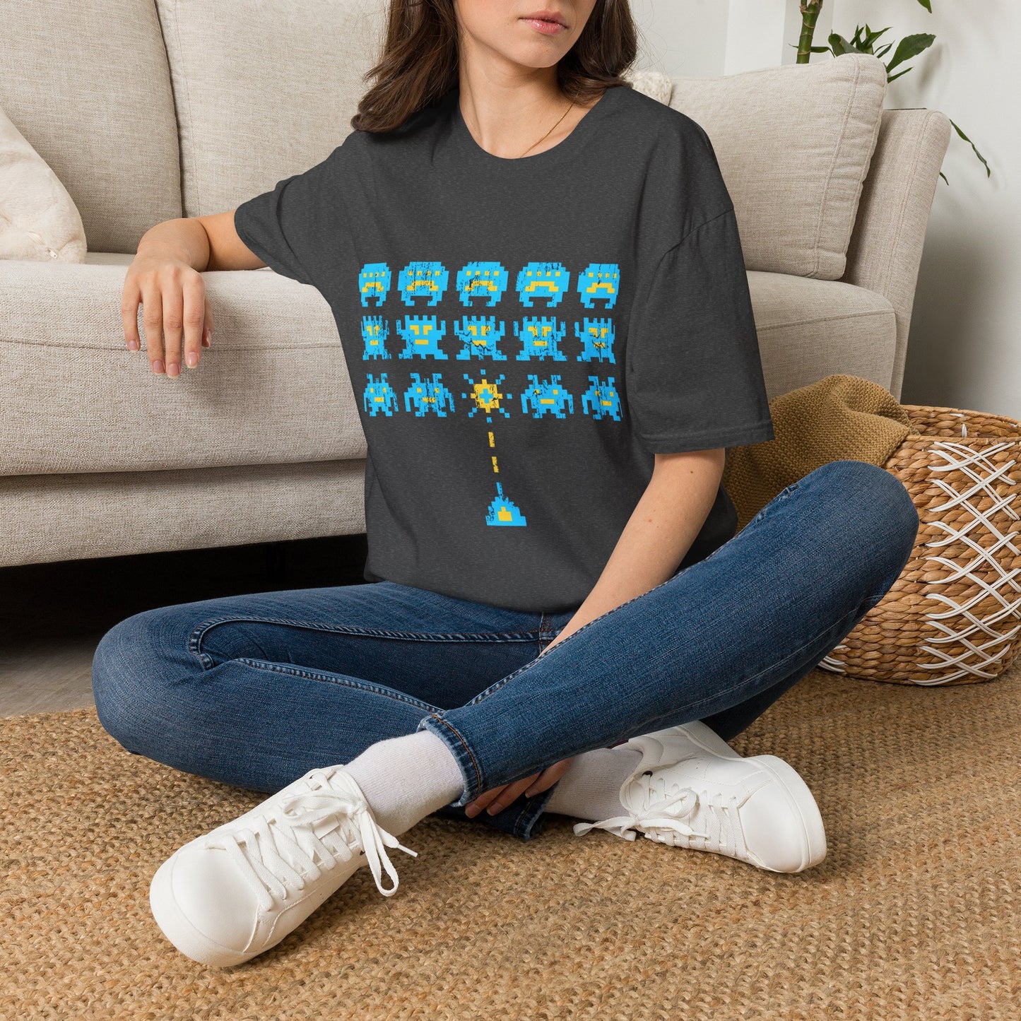 Retro Pixel Space Invaders T-Shirt — Vintage Arcade Gaming Tee