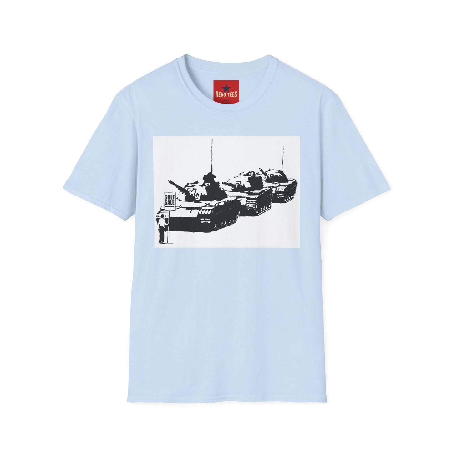 Banksy Tank Lineup Graphic T-Shirt — Stencil Military Tanks Design