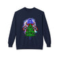 Astronaut Santa Pouncing on a Christmas Tree Crewneck Sweatshirt