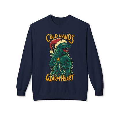 Christmas Godzilla - "Cold Hands Warm Heart" Holiday Crewneck Sweatshirt
