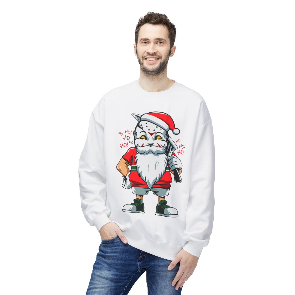 Santa Skull — Edgy Christmas Graphic Crewneck Sweatshirt