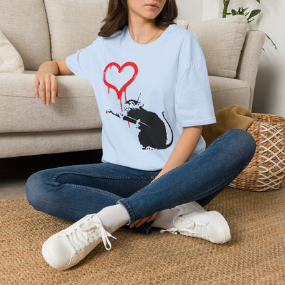 Banksy-Inspired Rat Stencil T-Shirt — Dripping Heart Street Art Tee