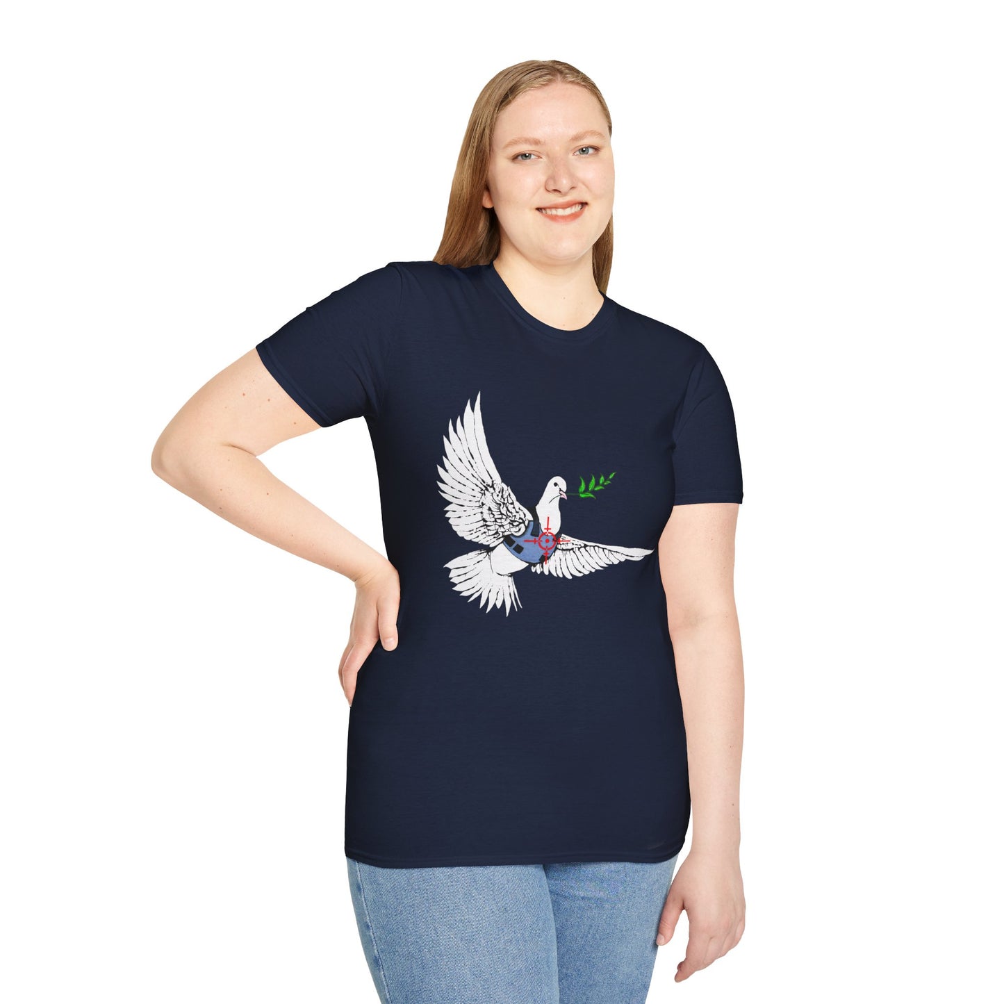 Banksy's Dove of Peace T‑Shirt — Flying Dove with Olive Branch & Earth Heart Graphic