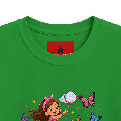 Kids Tee — "Little Butterfly Chaser" Cute Girl Butterfly Catcher Shirt