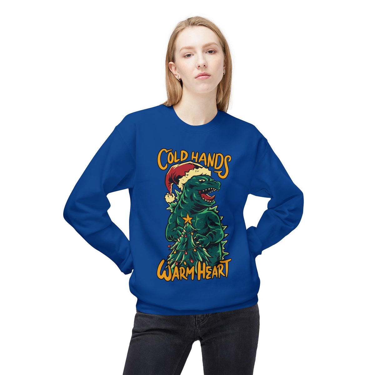 Christmas Godzilla - "Cold Hands Warm Heart" Holiday Crewneck Sweatshirt