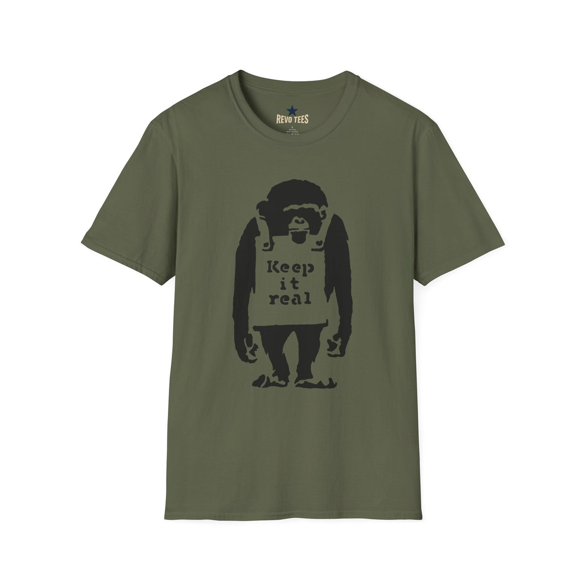 Revotees Banksy Keep It Real Monkey Graphic Vintage Streetwear Casual Gift T-Shirt - alternate view 4