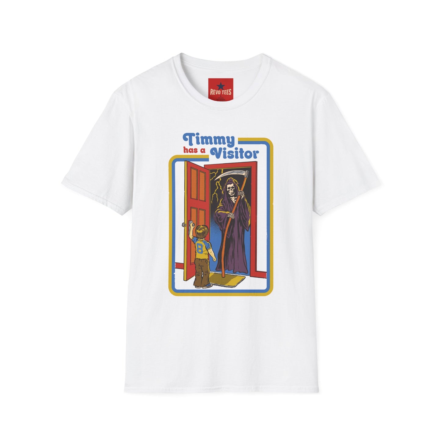 T-Shirt — “Timmy Has a Visitor” Retro Horror Graphic Tee