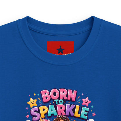 Kids Tee — "Born to Sparkle" Rainbow Unicorn Girl Shirt