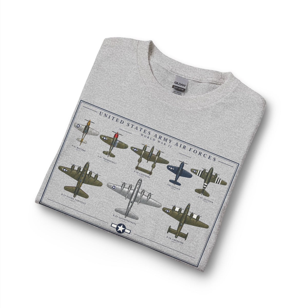 USAF WWII Selection of Military Aircraft Fleet - Long Sleeve Tee
