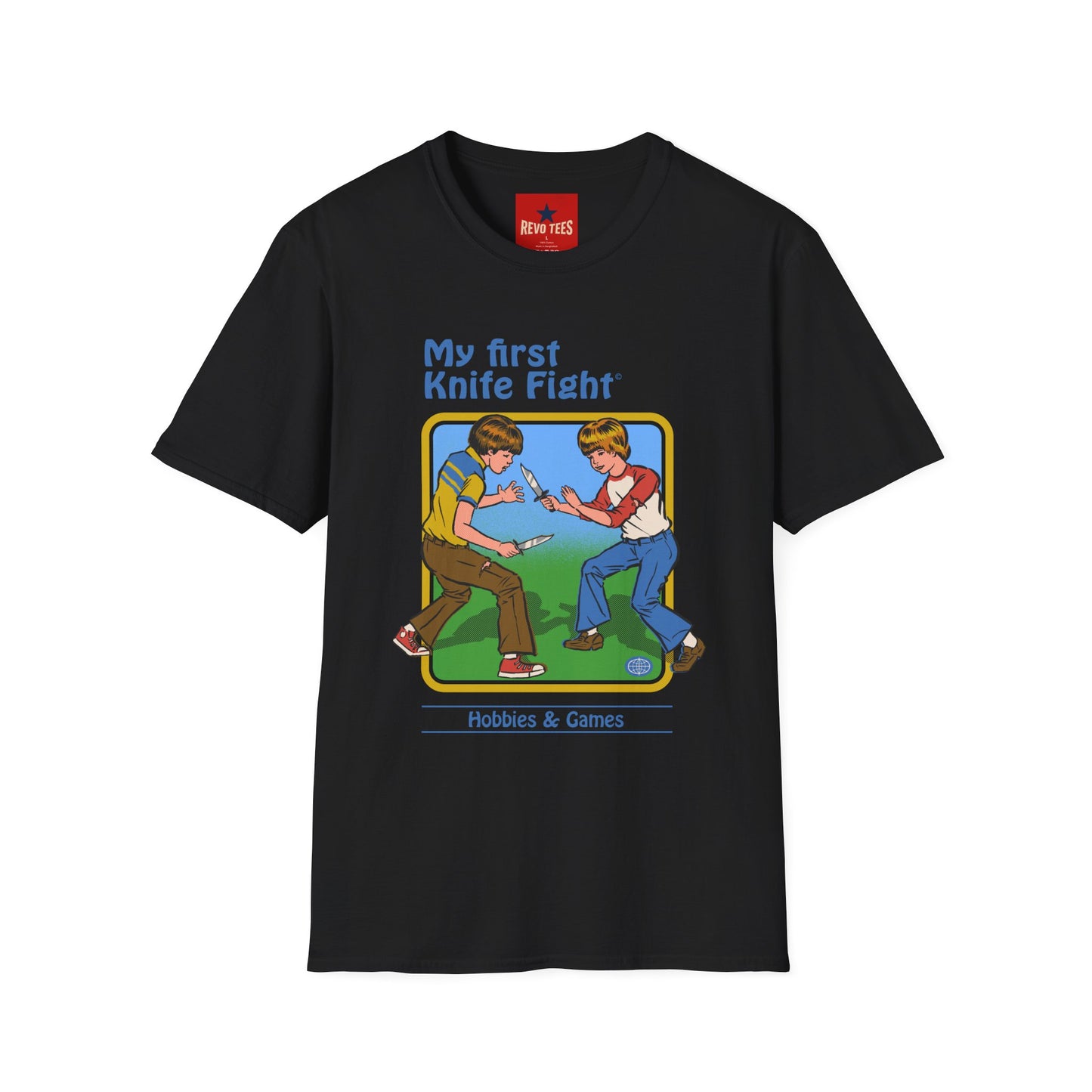 My First Knife Fight T-Shirt — Retro Dark Humor Graphic Tee