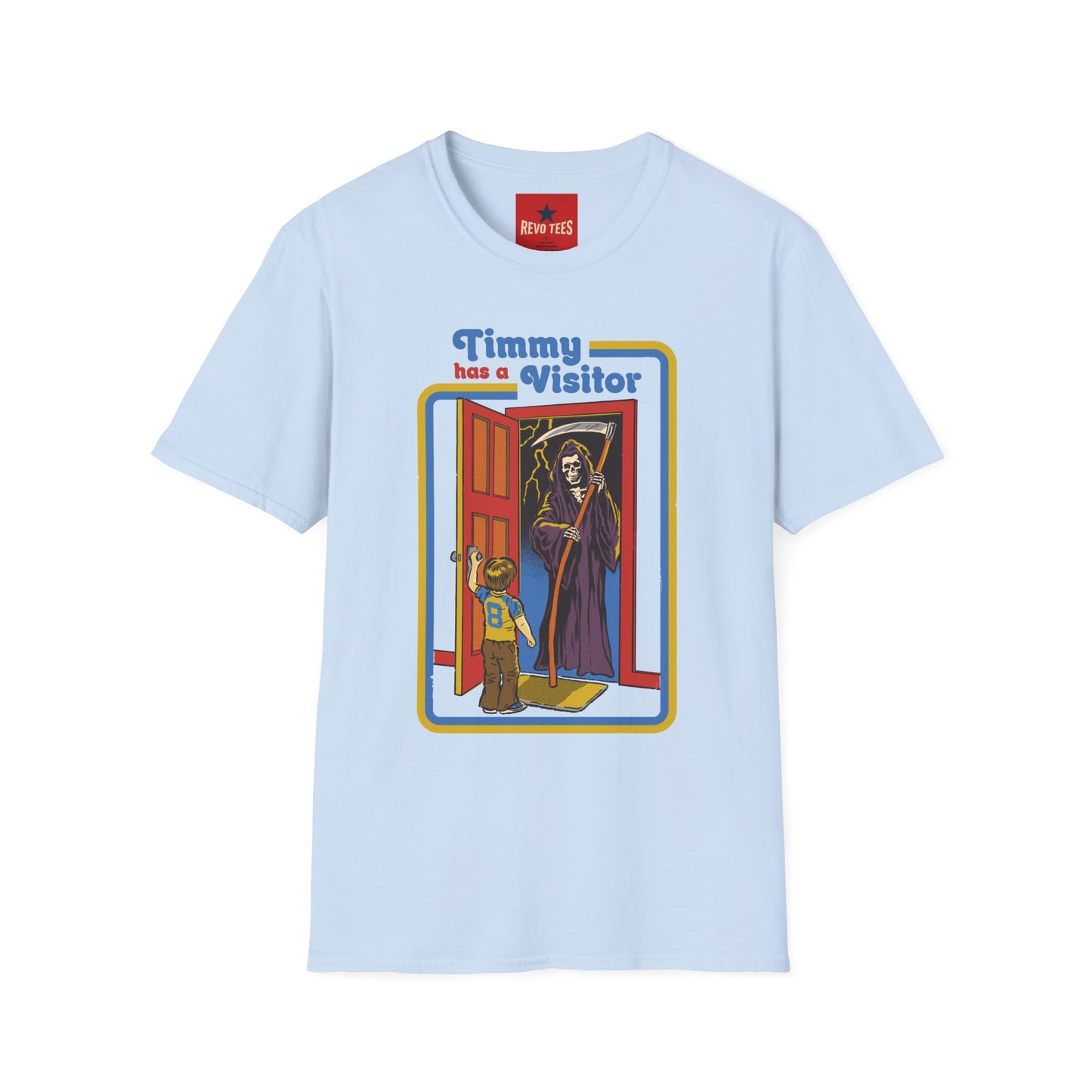 T-Shirt — “Timmy Has a Visitor” Retro Horror Graphic Tee