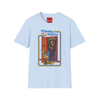 T-Shirt — “Timmy Has a Visitor” Retro Horror Graphic Tee