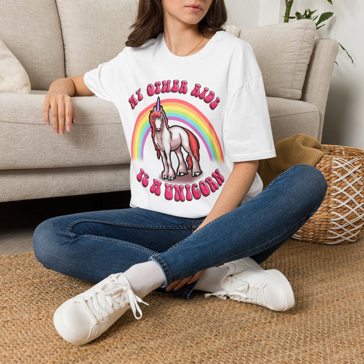 Unicorn Rainbow T‑Shirt — “My Other Ride Is A Unicorn” Retro Graphic Tee