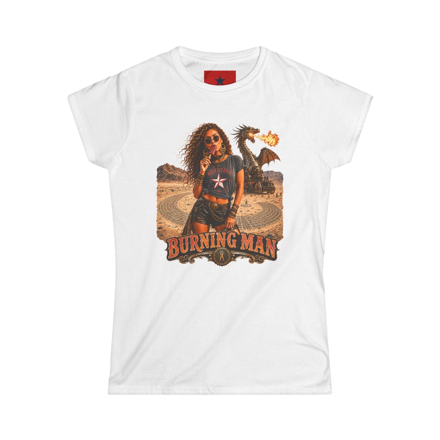 Burning Man Women's Softstyle Tee — Minimal White Festival Tee