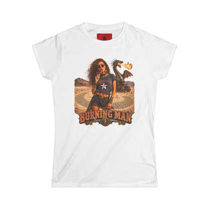 Burning Man Women's Softstyle Tee — Minimal White Festival Tee