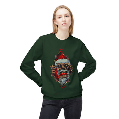 Skull Santa Crewneck Sweatshirt — Horror Christmas Graphic