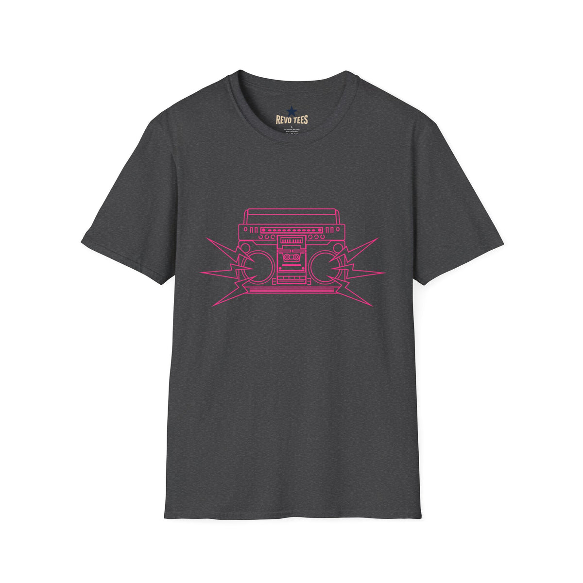 Revotees Retro Boombox Pink Line Art Vintage Radio Graphic T-Shirt - alternate view 7