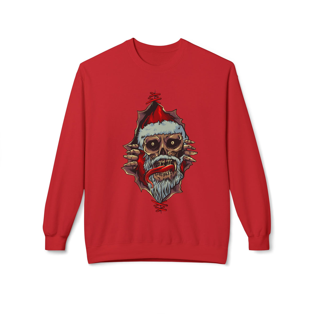 Skull Santa Crewneck Sweatshirt — Horror Christmas Graphic