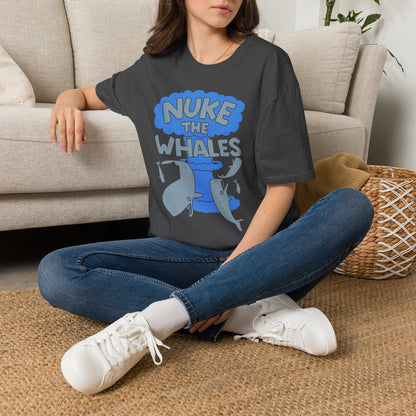 T-Shirt — 'Nuke the Whales' Satirical Graphic Tee (Funny Retro Ocean Design)
