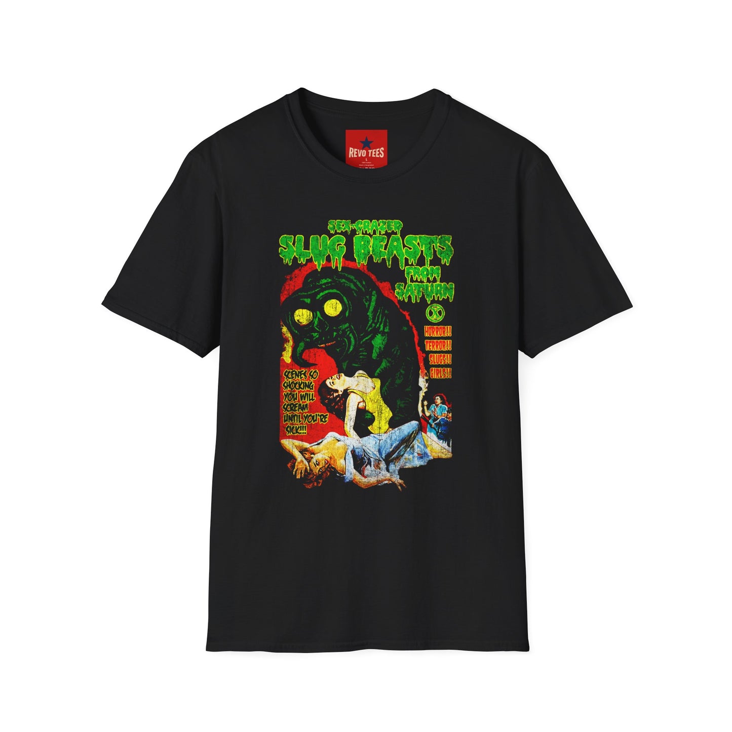 Slug Beasts T-Shirt — Retro Horror Monster Graphic Tee (Glow‑In‑Green)