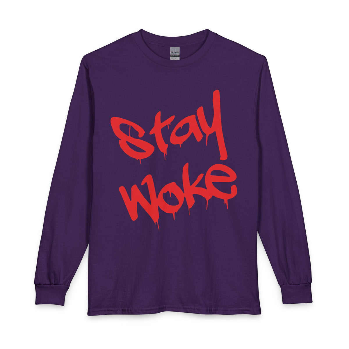 Stay Woke Long Sleeve Tee – Red Blood Graffiti Script Shirt
