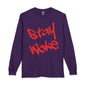 Stay Woke Long Sleeve Tee – Red Blood Graffiti Script Shirt