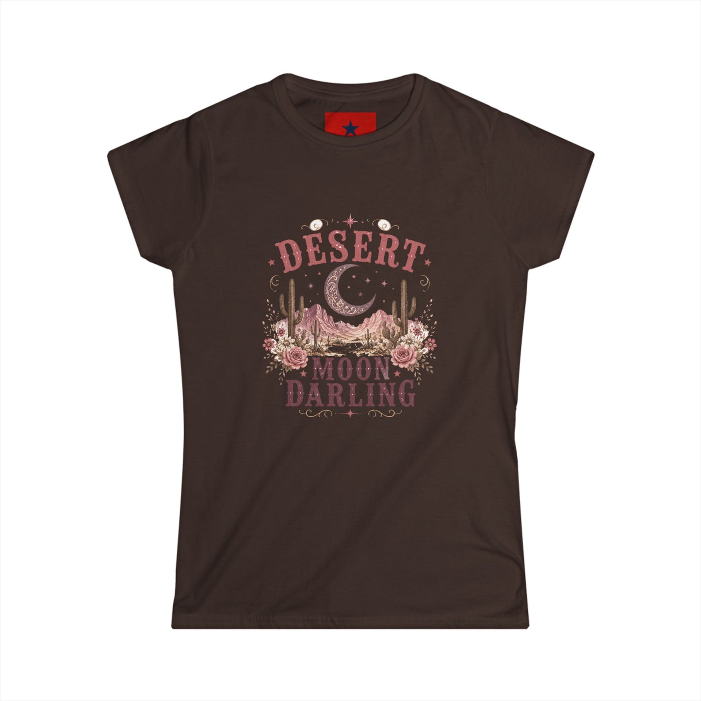 Desert Moon Darling Tee — Women's Boho Moon & Cactus Graphic T-Shirt