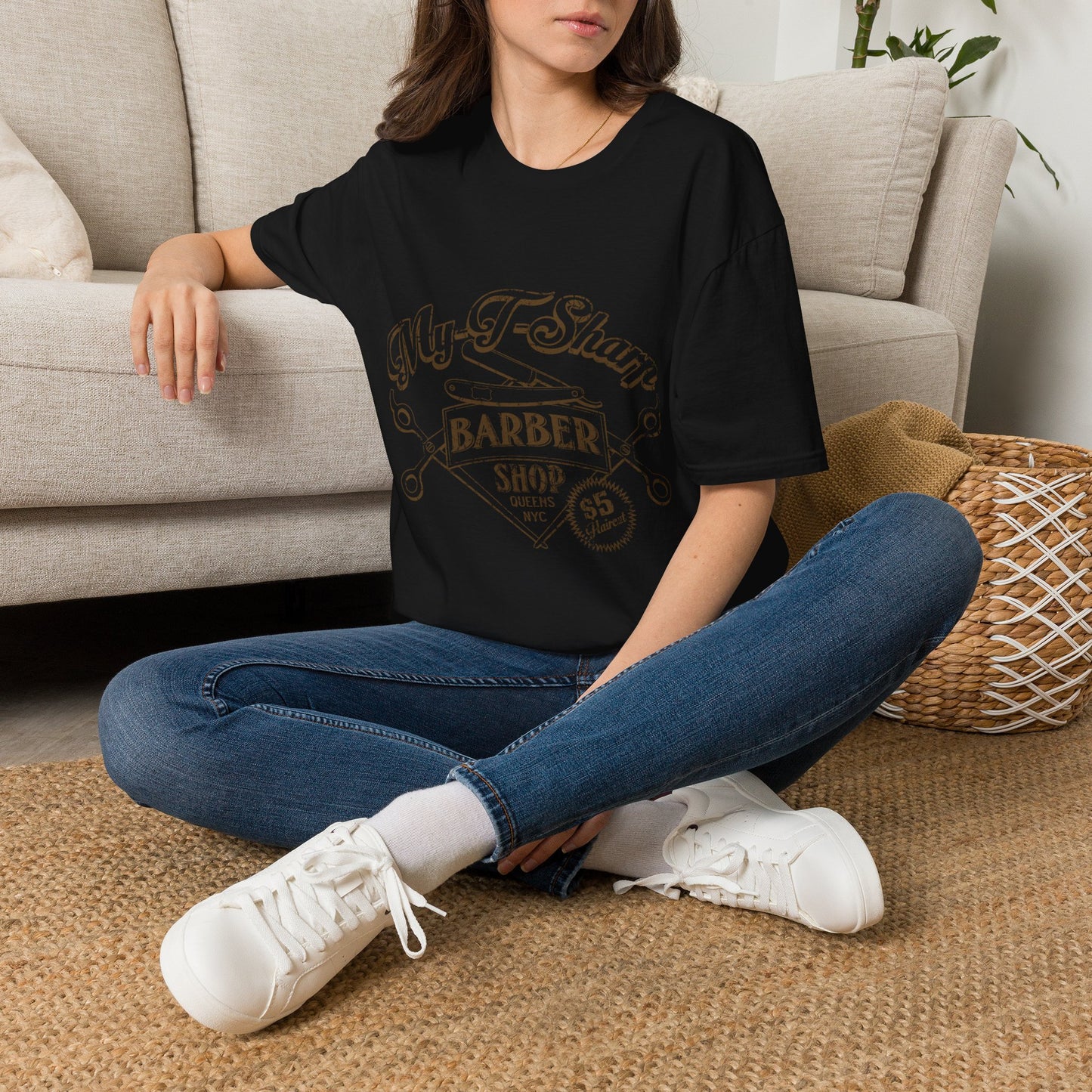 Barber Shop Graphic T‑Shirt — 'My T‑Shirt Barber Shop' Vintage Logo Tee